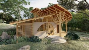 Open floor - Living space - Home design - Bamboo structure - Eco house